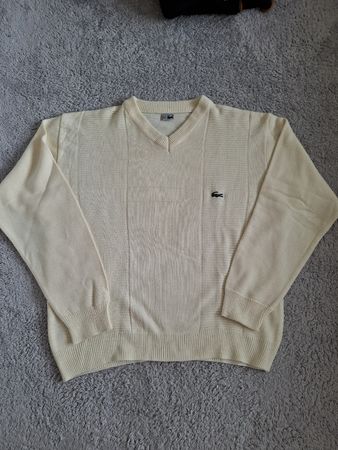 Pull-over Lacoste col en V couleur crème taille XL vintage 