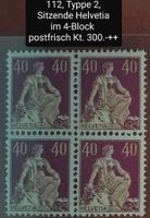 MA179) 112, Sitzende Helvetia Typ 2, im 4-Block postfrisch