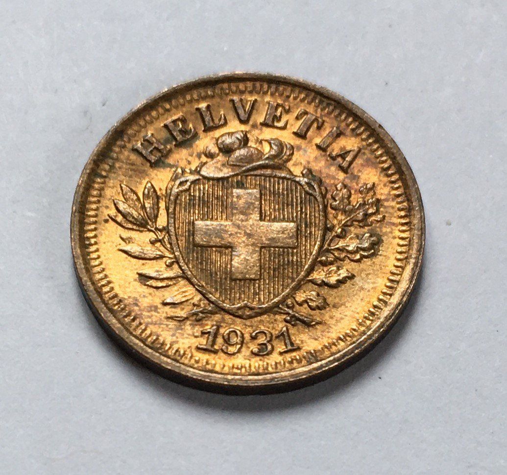 Tutti le monete: 1931 1 Rappen unz – Nuovo (secondo la descrizione) da Kirchberg SG venduto da Z-Collection