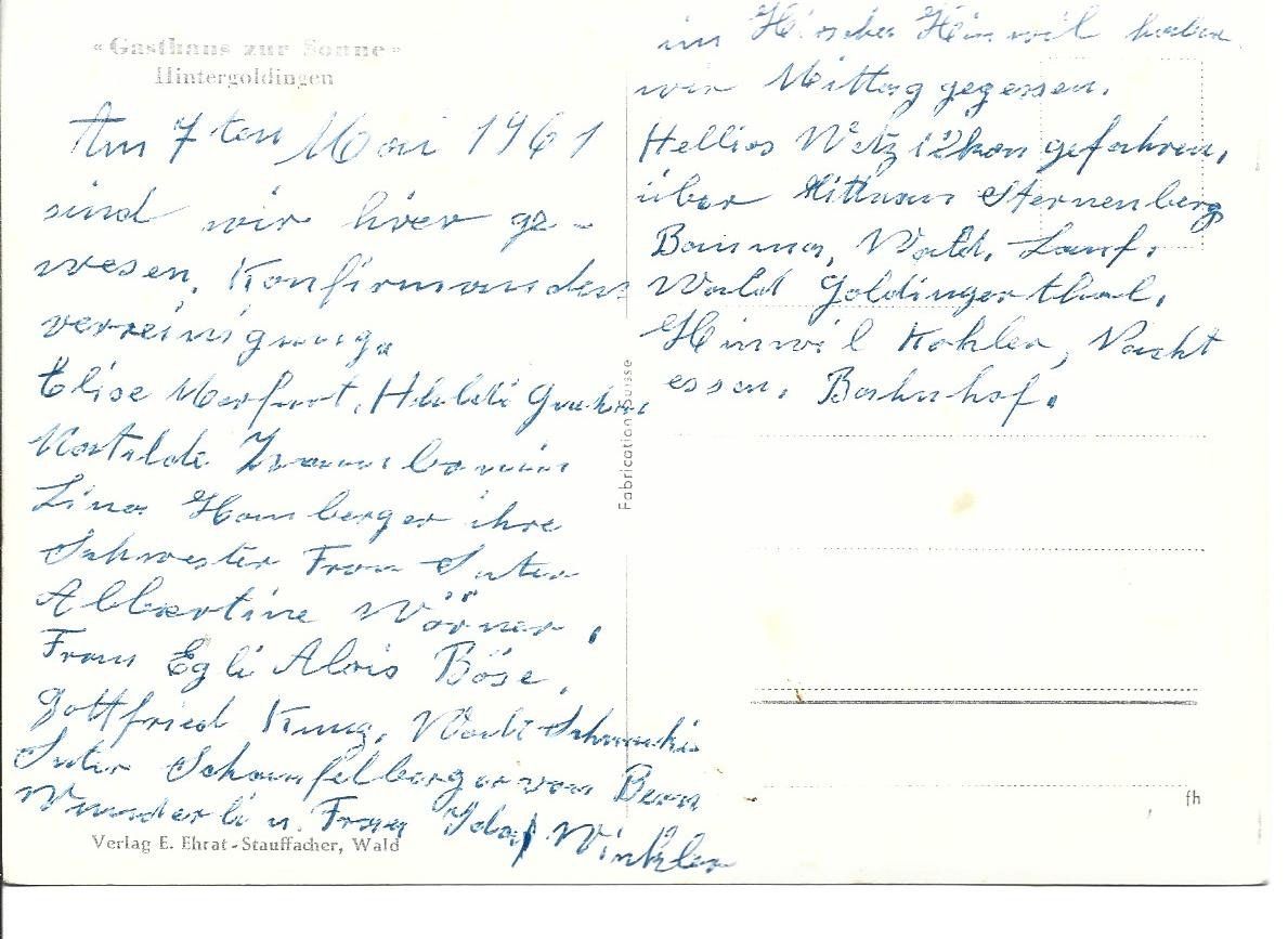 Cartes postales: AK Hintergoldingen  Restaurant – D'occasion à Appenzell par mai25 1