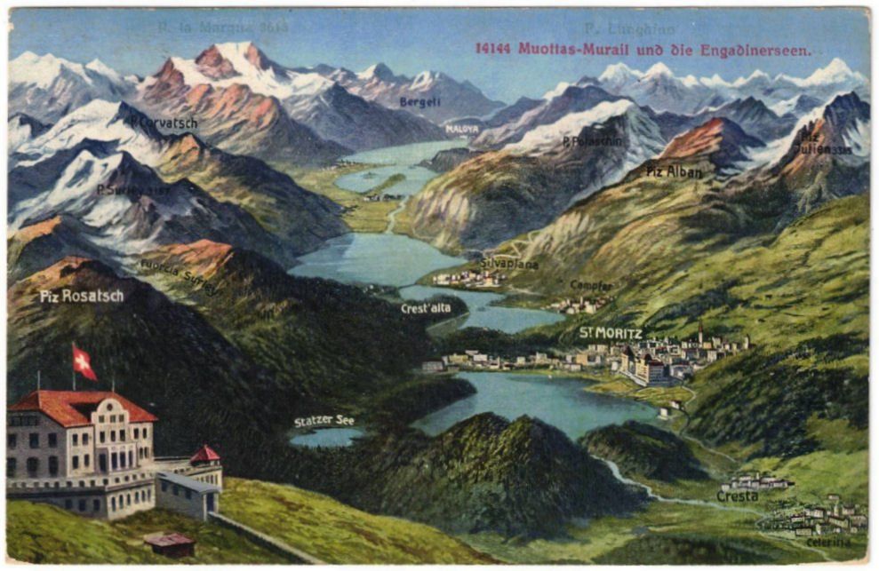 Cartoline postali: St. Moritz - Standseilbahn Muottas Muragl Bergstation – Usato da Binningen venduto da Mountainrider