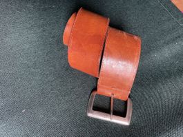 Vintage Leather belt with metal buckle size 89
