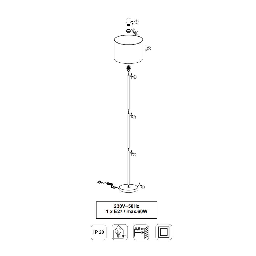Lampade: Standleuchte, Schwarz, 161 cm Höhe – Nuovo (secondo la descrizione) da Kreuzlingen venduto da Smart-Light 2