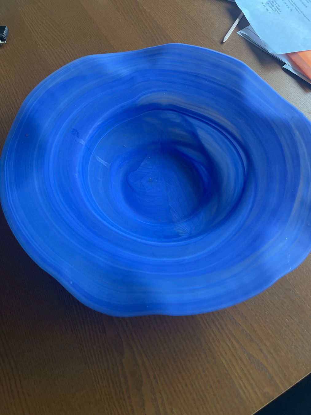 Ciotole: Glasschale blau gewellter Rand – Usato da Bonstetten venduto da KarlHungus