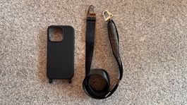 EAZY CASE iPhone 15 Pro Hülle schwarz + Tragegurt neuwertig
