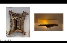 Wandlampe aus Holz mit passendem Spiegel dazu