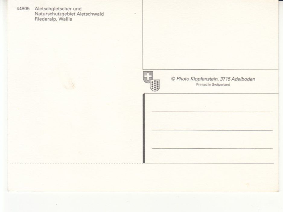 Cartoline postali: Aletschgletscher ca. 1990 – Usato da Bürglen TG venduto da StampGraf 1