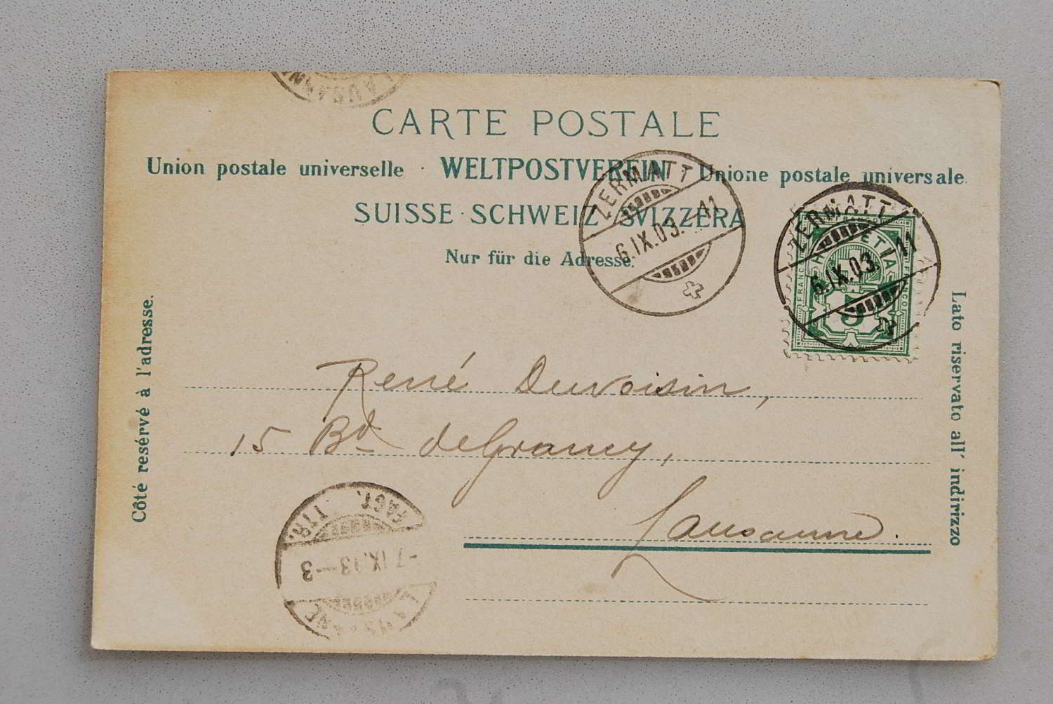 Cartoline postali: AK Das Matterhorn 1903 – Usato da Rüfenacht BE venduto da Toro06 1
