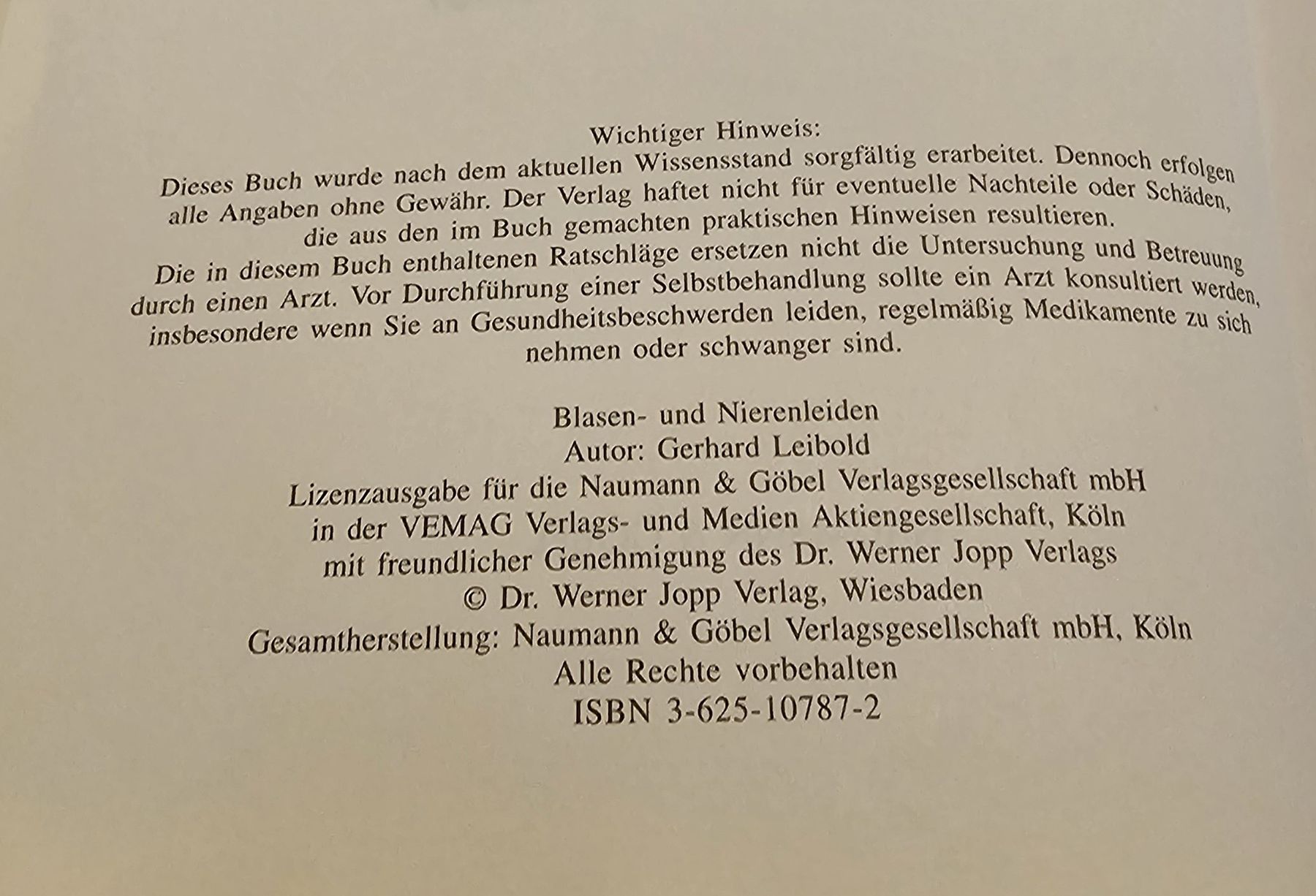 Libri: Blasen- und Nierenleiden – Usato da Fislisbach venduto da Anico99 2