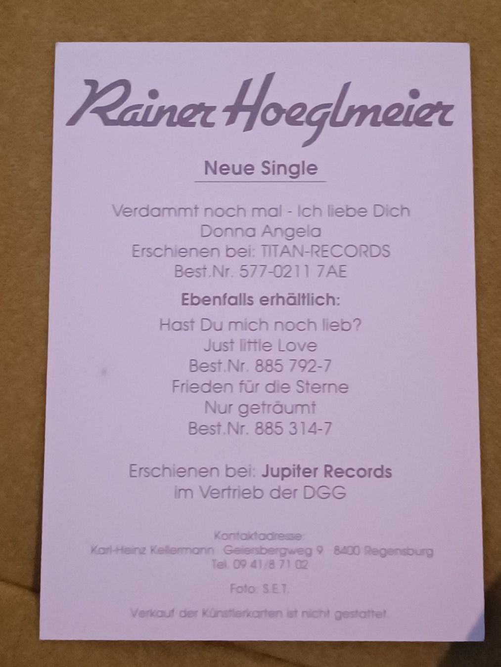 Autografi: Rainer Hoeglmeier / Wind - handsigniert – Usato da Menziken venduto da Autogramme 1