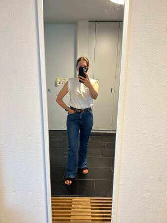 Zara Top mit Schulterpolstern, Weiss, Grösse S, wie Neu!