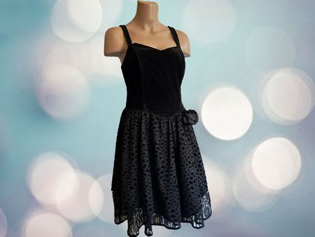 Vintage Cocktailkleid Abendkleid Samt Glitzer Gr. XL