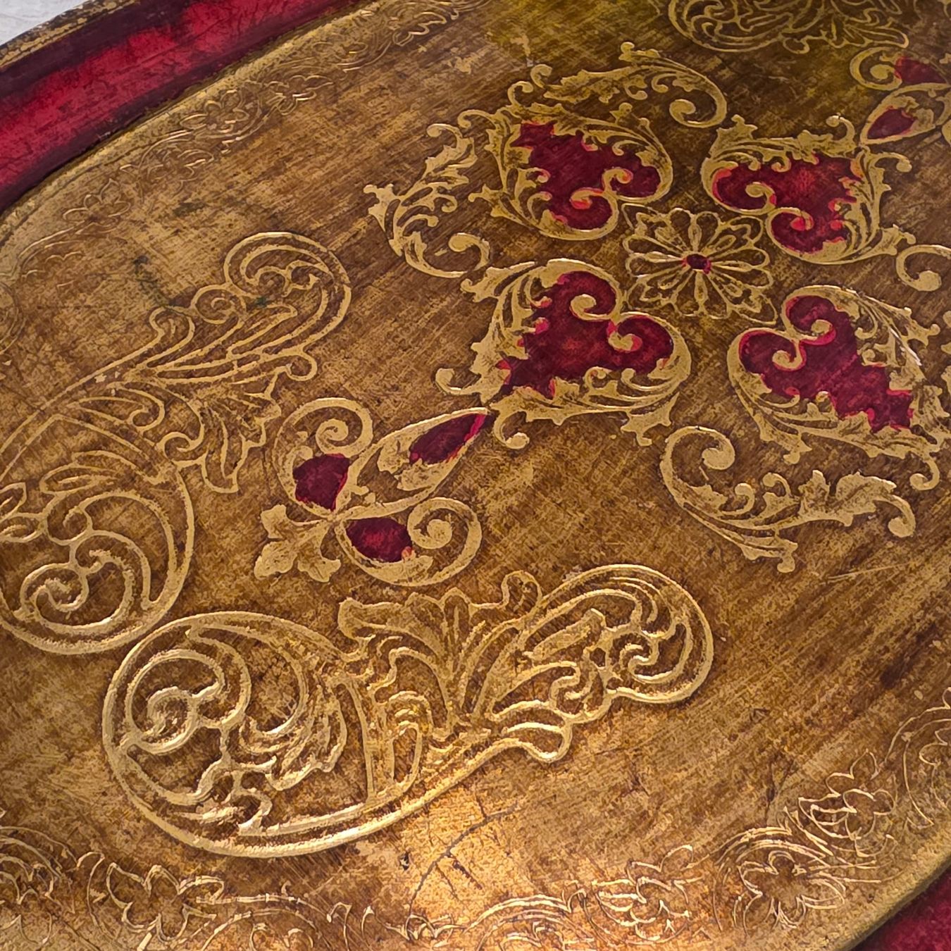Servierplatten: Serviertablett, Gold, Rot, Vintage Stil – Gebraucht aus Rheinsulz von Dred 2