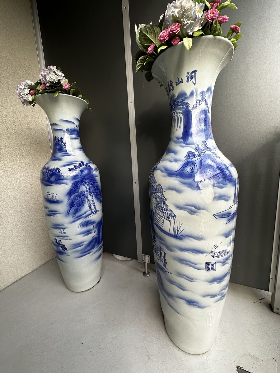 Tutte le decorazioni: Tall Blue & White Vases Pair - Summer Decor – Usato da Niederlenz venduto da bul_m9x7 5