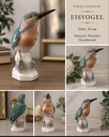 Porzellanfigur Eisvogel handbemalt H. 15 cm unbeschädigt