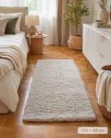 Kuscheliger Hochflor-Teppich in Creme  155 × 83 cm