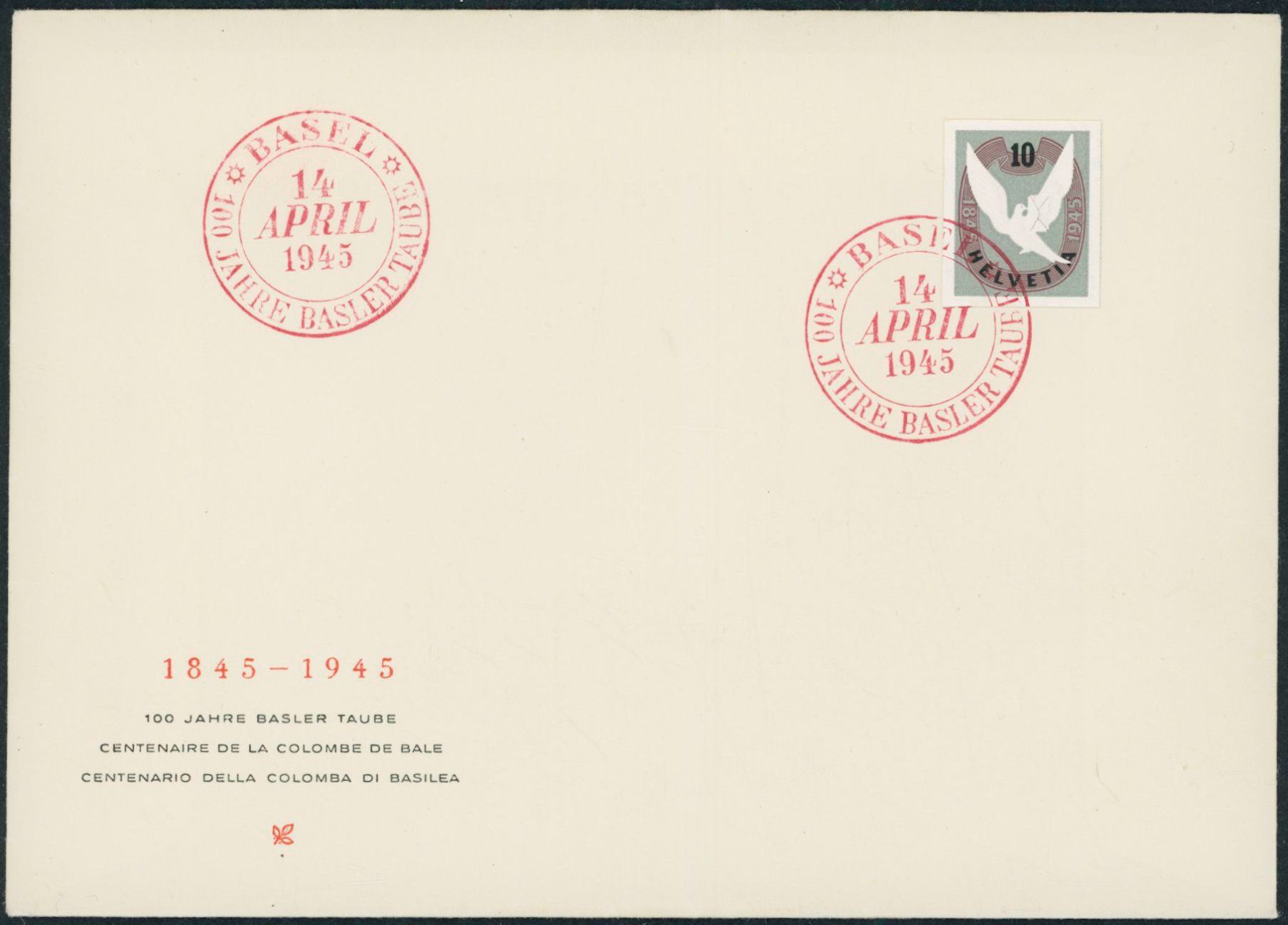 Tous les timbres: 1945 - Basler Taube - Blockausschnitte - FDC ET – D'occasion à Schindellegi par leecollect