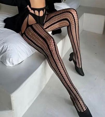 Chic Collant a rete con strisce-1size-unisex-nuovo