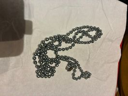 collier fantaisie perles grises 128 cm sautoir
