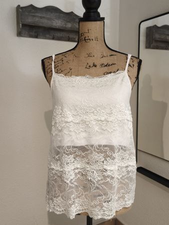 Spitzentop Damen Weiss Grösse L 100% Baumwolle