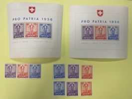 Pro Patria 1936 Lot ungestemp. mit Block/Blockausschnitt