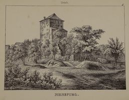 MÖRSBURG, ZÜRICH, FEDERLITHOGRAPHIE 1840