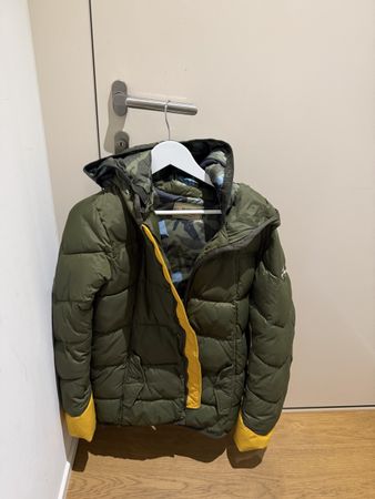 Winterjacke Scotch & Soda oliv gelb Kapuze Grösse 164