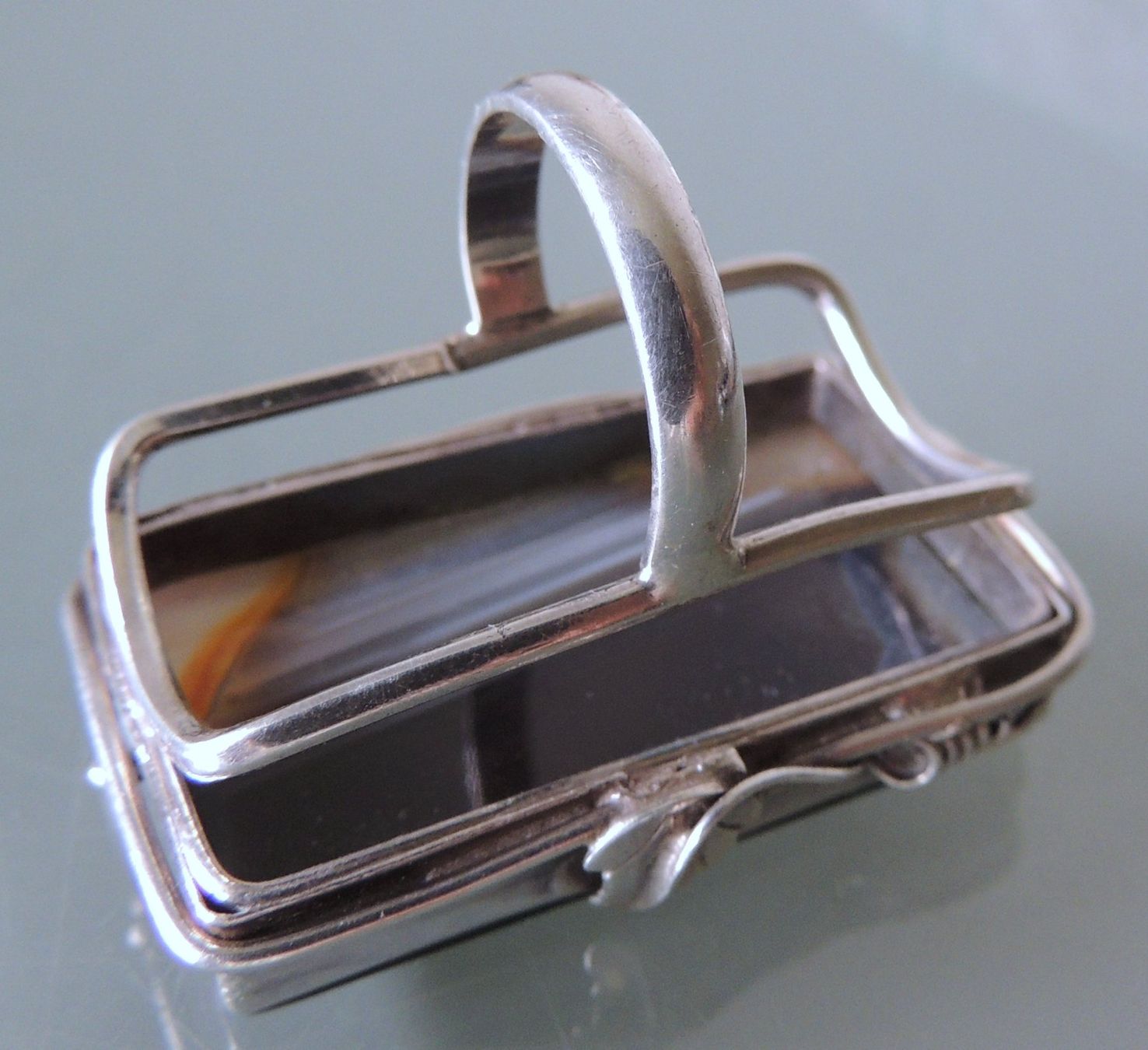 Anelli: Großer Silber 925 Fingerring mit Achat – Usato da Waldenburg venduto da schaller707 5