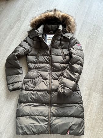 Daunenmantel Hilfiger Denim oliv mit Kapuze Grösse S