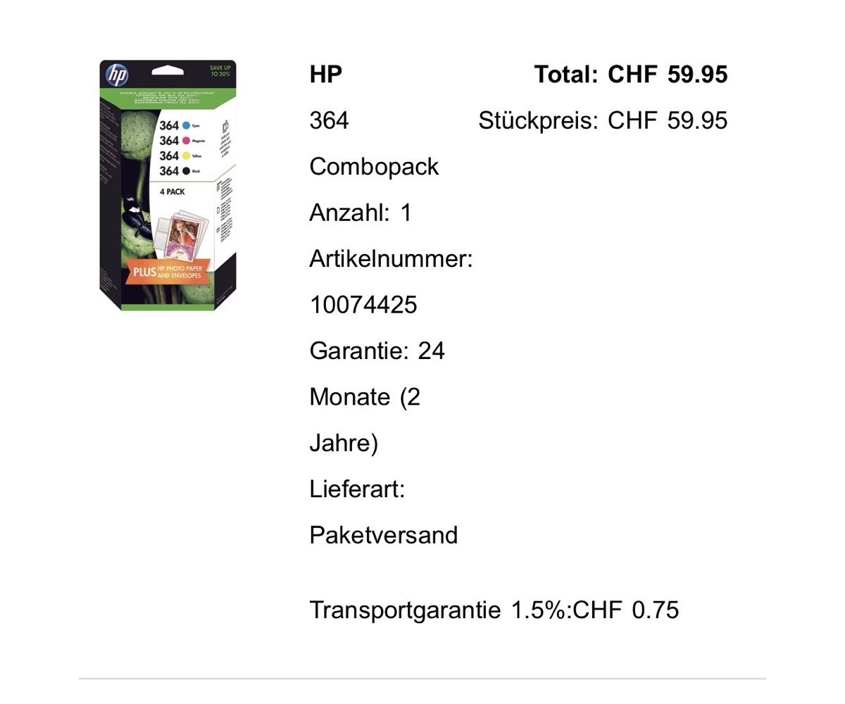 Hewlett Packard Cartucce per stampanti & toner: HP 364 Combopack Druckerpatronen – Nuovo (secondo la descrizione) da Rüfenacht BE venduto da Users