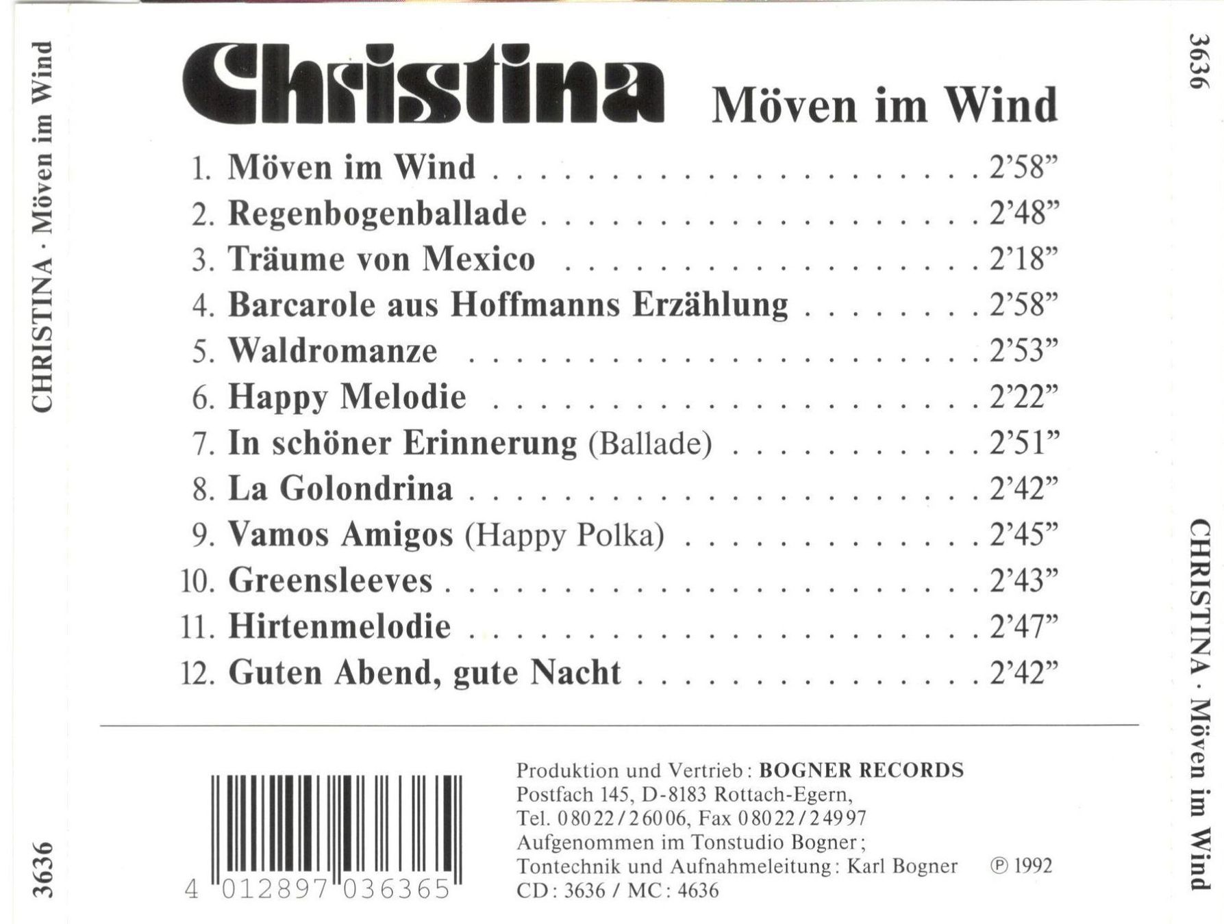 CD: Christina CD  Möven Im Wind – Usato da St. Margarethen TG venduto da Smiley-Face 1