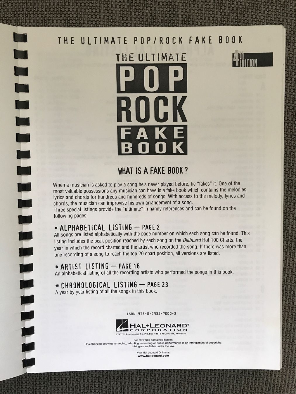 Libri: The Ultimate Pop Rock Fake Book – Nuovo (secondo la descrizione) da Bremgarten AG venduto da Belana0 2