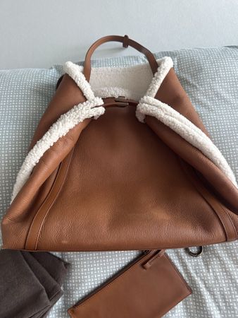 Akris Tasche Leder mit Lammfell braun gebrauchter Zustand
