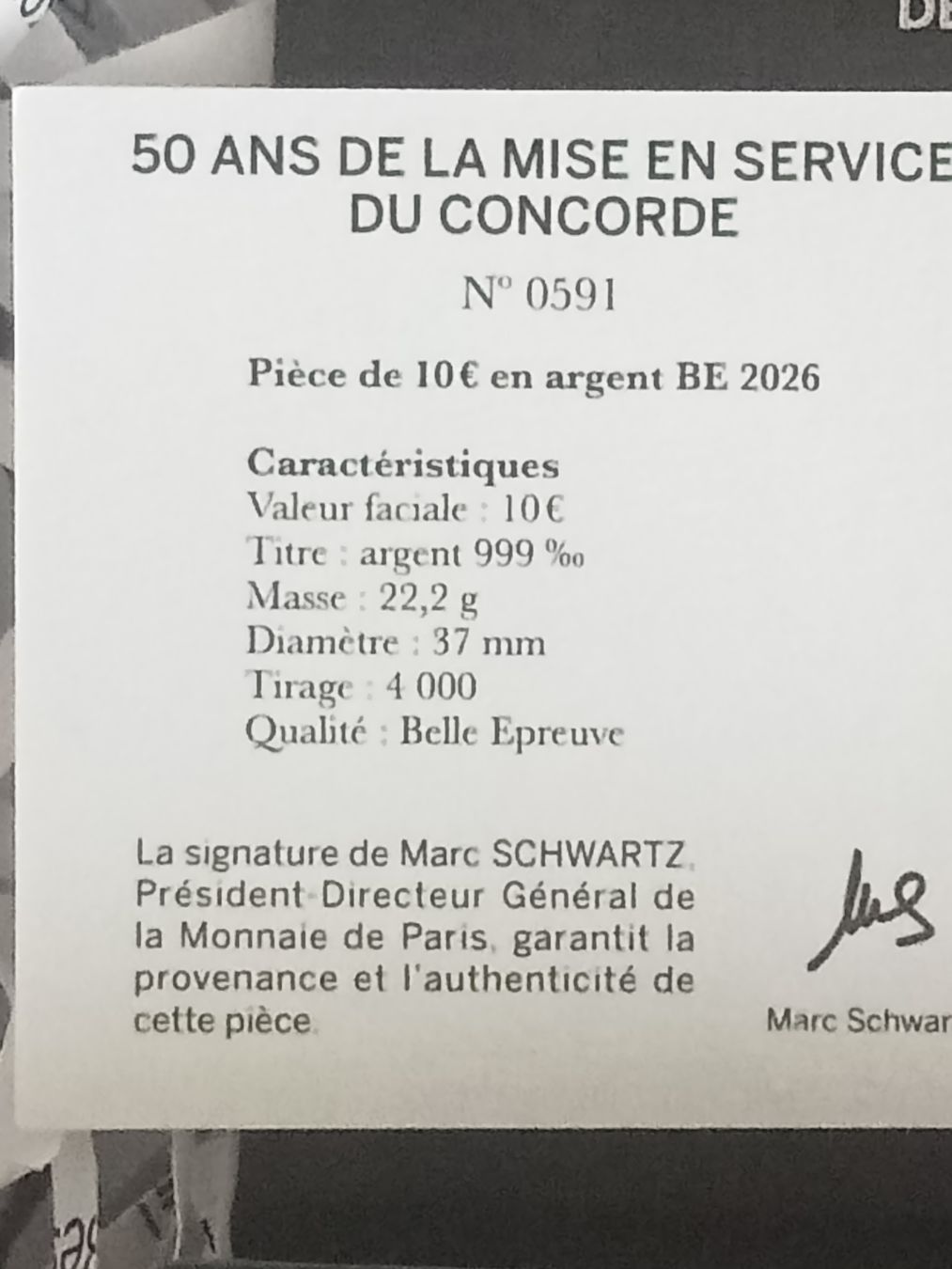 Tutti le monete: Concorde Silber Monnaie de Paris 10€  Proof  – Nuovo e nell'imballaggio originale da Alpnach Dorf venduto da ake-7x7v 8