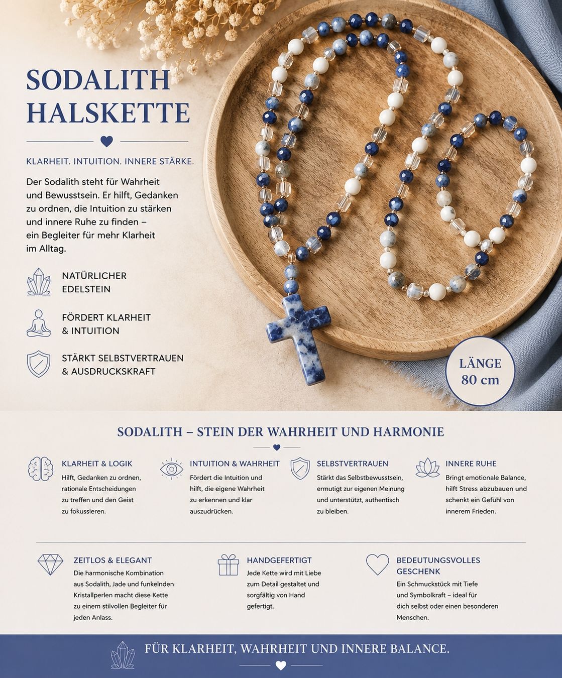 Catenine: Sodalith Kette 80cm – Nuovo e nell'imballaggio originale da Thun venduto da luk_7qlx