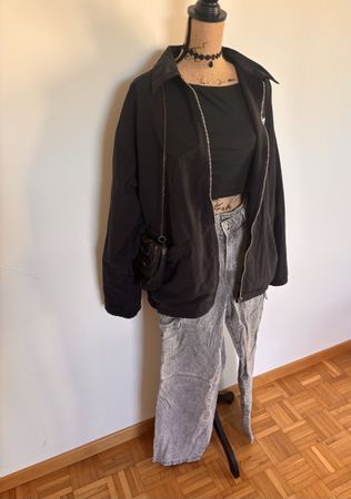 Graue Cargo Hose, stonewashed, vintage Look, Grösse 38
