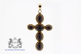 Vintage Granat Kreuz in 14K Gelbgold *S1317
