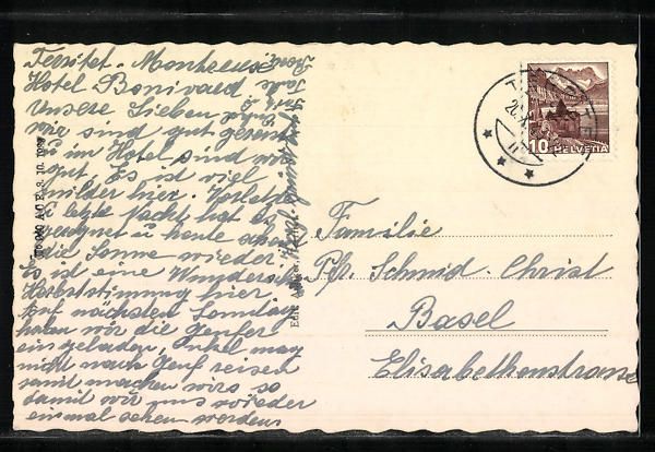 Cartoline postali: Territet, Hotel Bonivard mit Strassenpar – Usato da Berlin venduto da bartko-reher 1