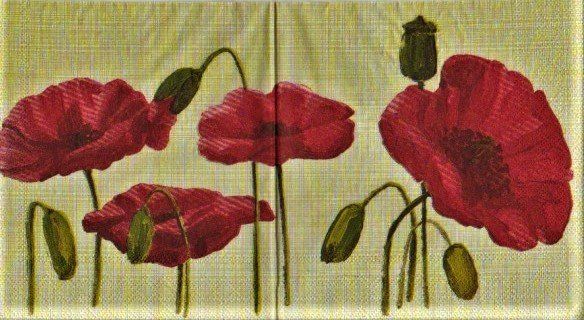 2 Servietten Mohnblumen mit Knospen | Kaufen auf Ricardo