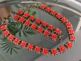 Set bijoux vintage en métal doré avec Strass