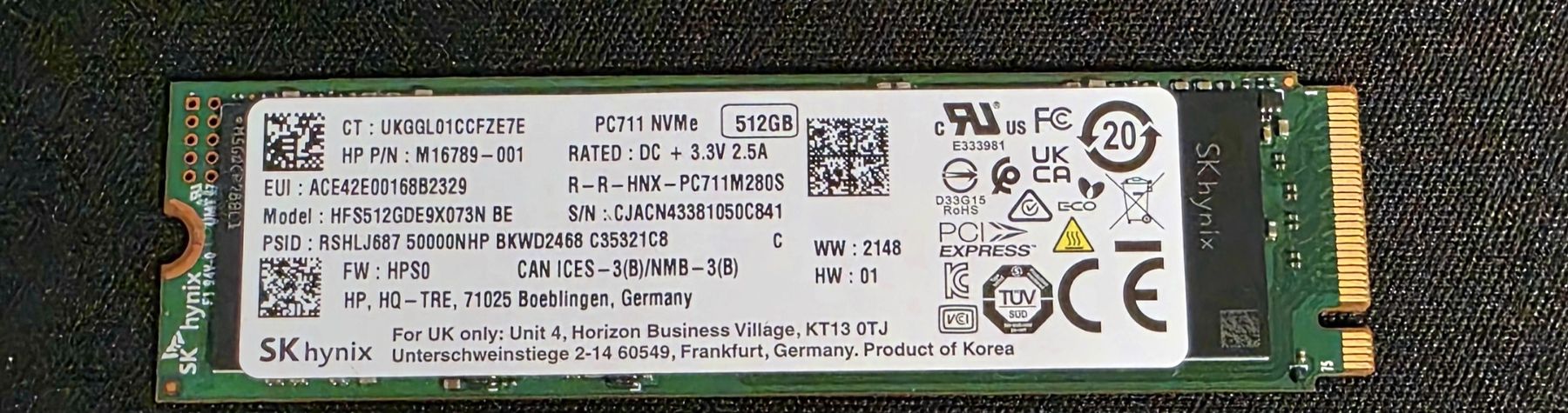 Disques durs: 512Gb m.2 ssd SkHynix – D'occasion à Chur par B58tech