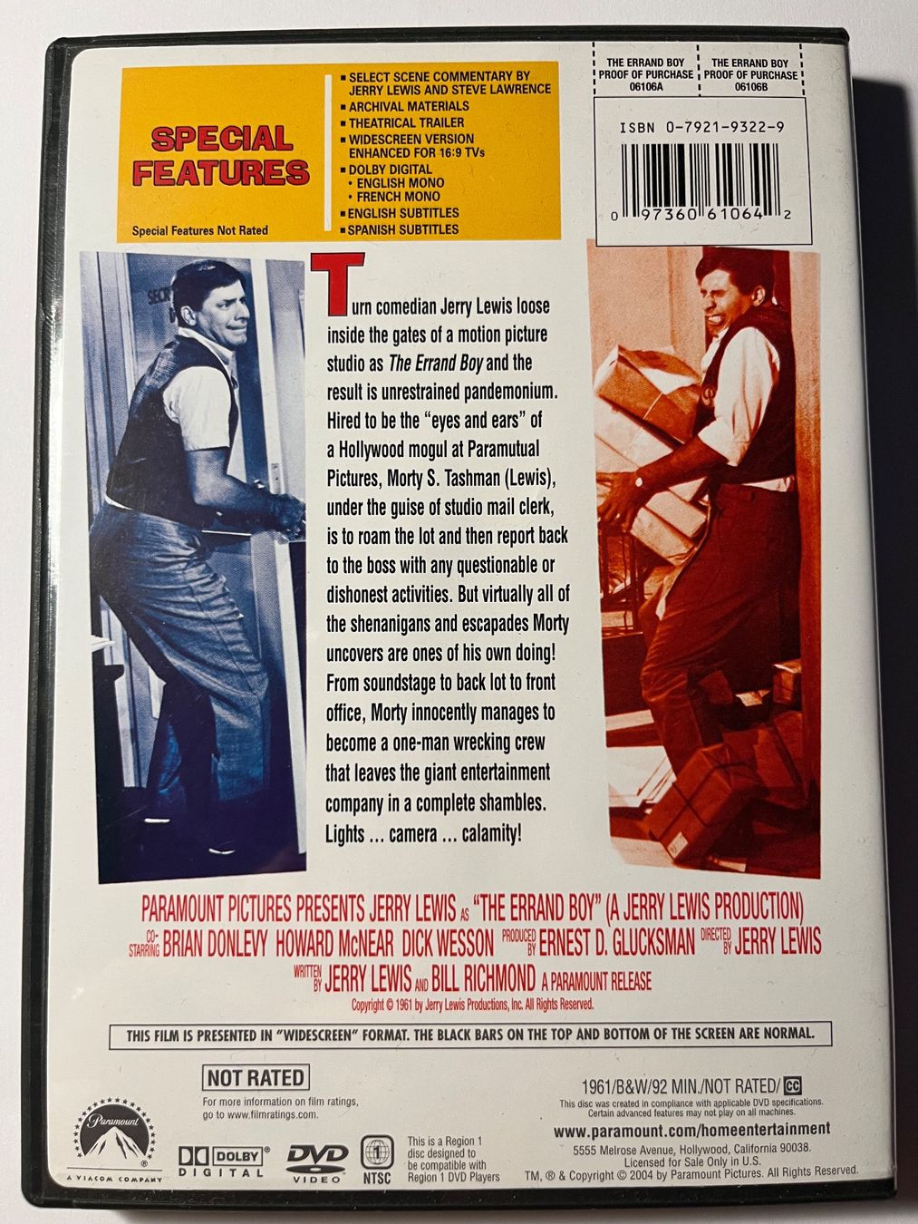Tutti i DVDs: THE ERRAND BOY - JERRY LEWIS - ATTENTION: ZONE 1 – Usato da Lausanne venduto da sbar224 1