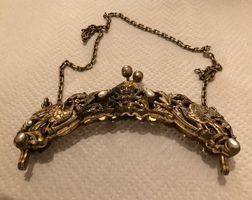 Antiker, verzierter Handtaschengriff aus Metall, um 1900