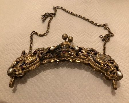 Antiker, verzierter Handtaschengriff aus Metall, um 1900