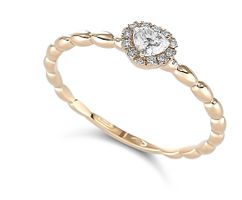 Anello in oro rosa con diamante taglio cuore