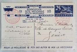 AB13) 1928, Flugkate 1.VIII. Basel - Genf