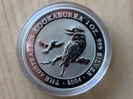 1 Unze Silber Kookaburra Münze 2004 sehr selten