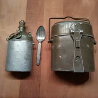 Schweizer Armee/Militär Gamelle, Feldflasche, Besteck
