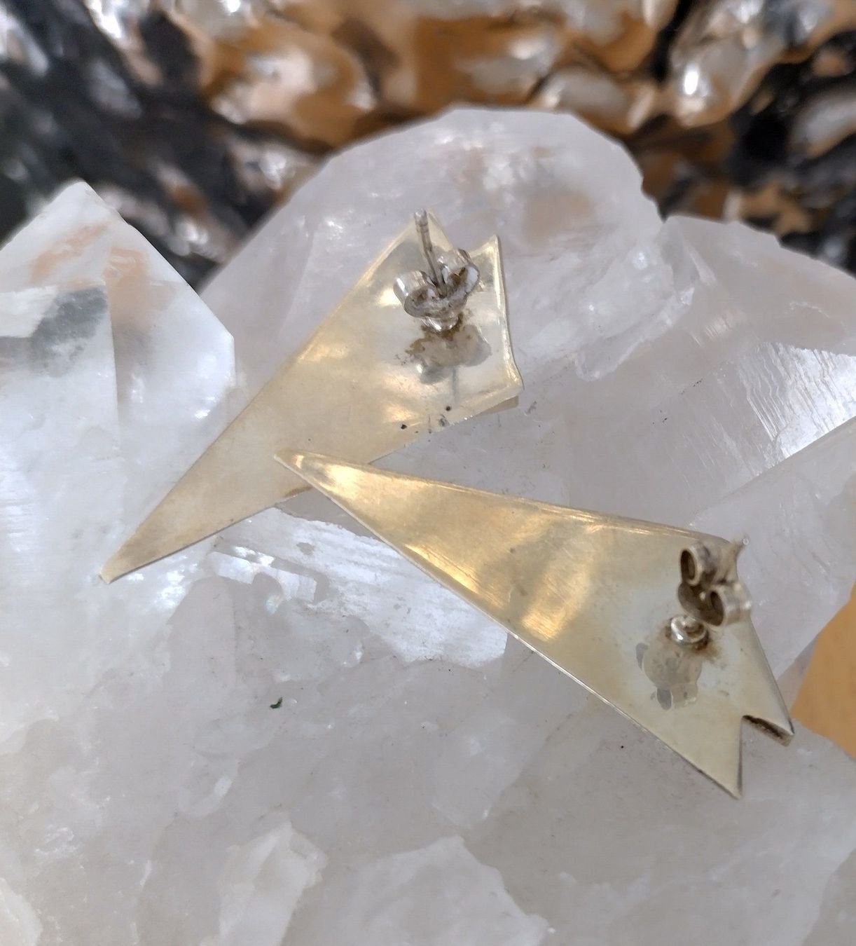 Ohrringe & -stecker: DREIECK OHRRINGE SILBER 925 MIT MALACHIT – Gebraucht aus Romanshorn von BoutiqueA 4
