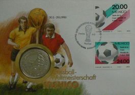 Numisbrief Fussball-WM Mexico 1966 Münze